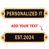 Premium 22x5cm custom brass door plates in a sleek black finish